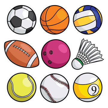 Sport balls cartoon set