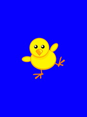 yellow duckling on blue background