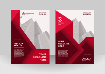 Corporate Book Cover Design Red Template in A4. Can be adapt to Brochure, Annual Report, Magazine,Poster, Business Presentation, Portfolio, Flyer, Banner, Website