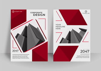 Poster design business corporate cover invitation template. Red flyer cover business brochure vector design, Leaflet advertising abstract background, Modern poster annual magazine layout template