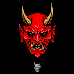 Oni head vector illustration for identity, brand, design element, or any other purpose.