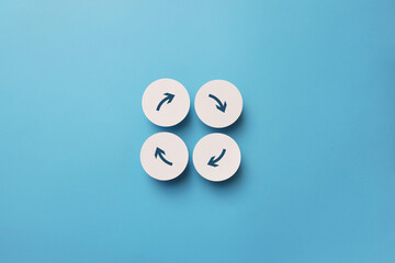 Arrows moving in a circle. A symbol of movement in a circle in life