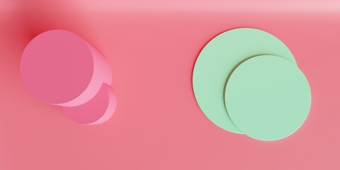 Product display podium with pink abstract background. 3D rendering