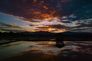 sunset over the lake