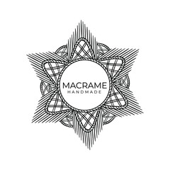 Circle Macrame Bohemian Knot Wall Hanging Drawing Vector Logo Illustration Template Icon Design