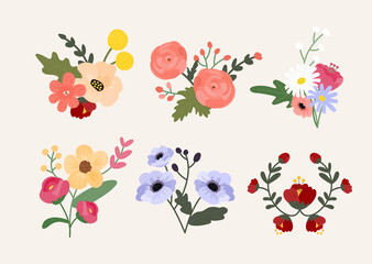 Obraz na płótnie Canvas floral decoration. Hand drawing style flower illustration. minimal vector flat design.