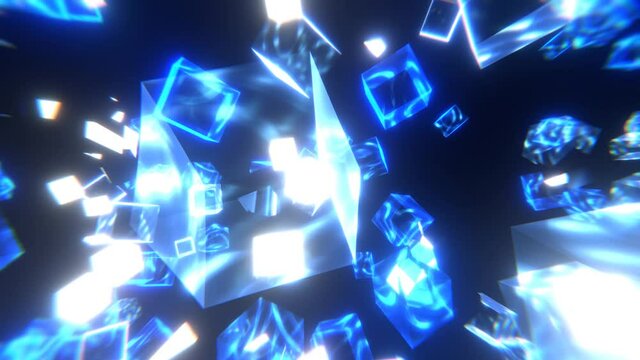 キューブ キラキラ 透明 青 レンズ歪み [ループ対応] [別Verあり]