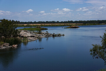 Burdekin River Dam  filled with water in Queensland, Australia.