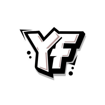 Simple Initial Logo Lettering Cartoon Grafity Black and White YF
