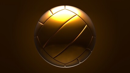 Gold volleyball ball isolated on brown background.
3d illustration for background.
