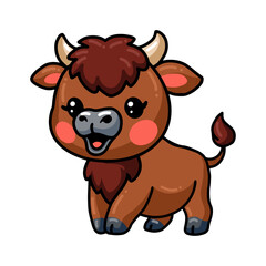 Cute baby bison cartoon posing © frescostudio