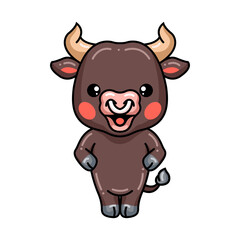 Cute baby bull cartoon standing