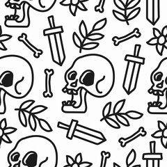Obraz premium skull pattern designs illustration, for clothing, wallpapers, backgrounds, posters, books, banners aand more