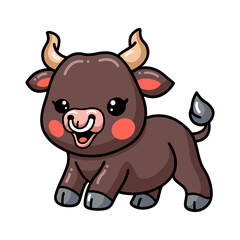Cute baby bull cartoon posing