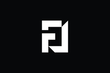 FJ logo letter design on luxury background. JF logo monogram initials letter concept. FJ icon logo design. JF elegant and Professional letter icon design on black background. J F FJ JF