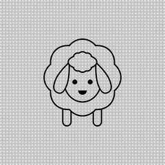 Sheep transparent icon. Vector drawing. Lamb linear outline illustration.