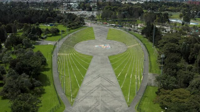 Abstract shapes in Parque Metropolitano Sim&oacute;n Bol&iacute;var in Bogota Colombia. 4K aerials drone video. 