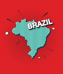 Obraz premium Pop art map of Brazil