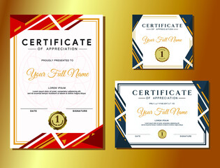 set of modern appreciation certificate design templates, bright and striking colors, competition winning certificates.