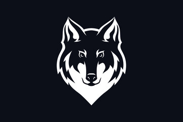 Simple Flat Symbol Head of Elegant Wolf 