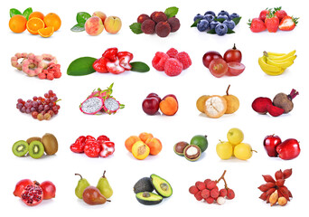 mixed tasty fruit composition set isolated on white