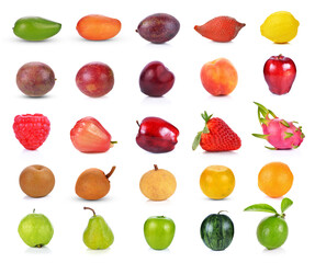 mixed tasty fruit composition set isolated on white