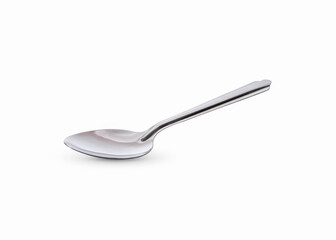 stainless steel spoon on white background