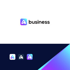 Abstract letter A logo  in material design style. Colorful Mobile App creative sign. Universal Application icon.
