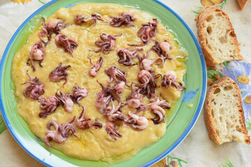 cream of chickpeas and baby squid