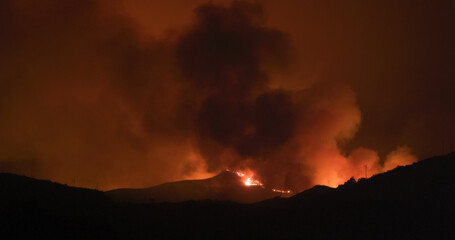 Saddleranch Fire Blaze California Wildfire Los Angeles Firemen and Fire turcks in Attendance
