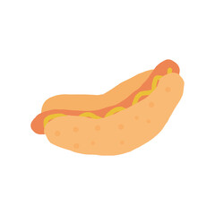 hot dog hand drawn vector. cartoon, icon, sticker. menu, cafe, street fast food, sausage.