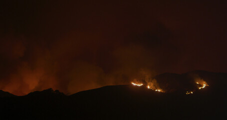 Saddleranch Fire Blaze California Wildfire Los Angeles Firemen and Fire turcks in Attendance
