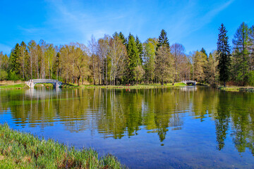 Picturesque park near the Gatchina Palace