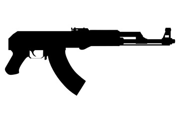 Kalashnikov assault rifle silhouette isolated on white background. Vector illustration