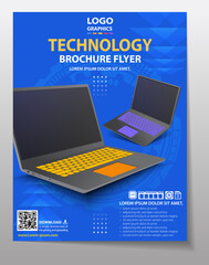 laptop and technology poster flyer communication hi tech template background 11