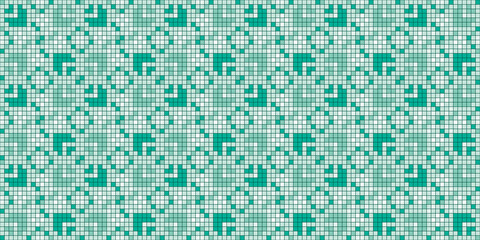 Pixel art. Organic motif, botanical motif background. Seamless pattern.Vector.ピクセルアートのスタイリッシュな有機的パターン