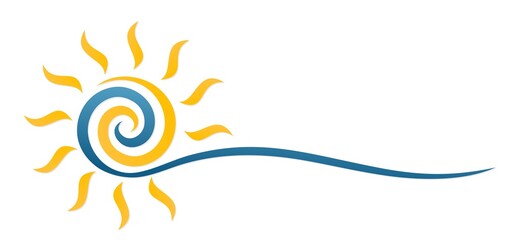 Obraz premium Sun and Blue Wave Symbol. 
