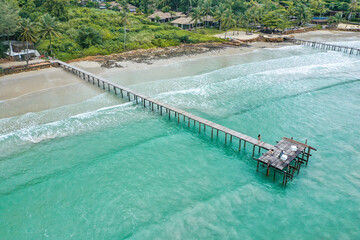 Bang Bao beach, wooden pier, in Koh Kood, Trat, Thailand