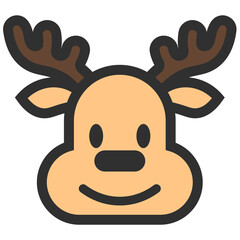 Cute xmas deer icon, flat style