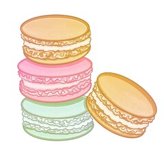 Colorful macarons. Isolated on white background