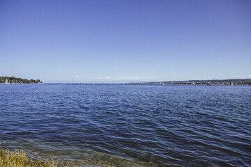 Scenic view of Lake Constance in Konstanz, Germany under a blue sky