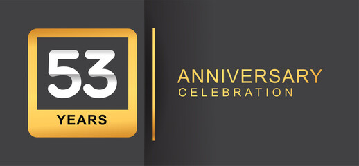 53rd years anniversary logo framed with golden square isolated on black background simple and modern design for anniversary celebration.