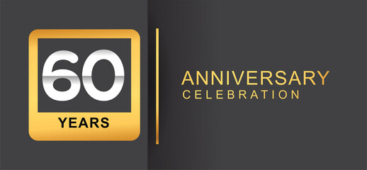 60th years anniversary logo framed with golden square isolated on black background simple and modern design for anniversary celebration.