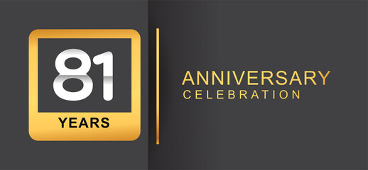 81st years anniversary logo framed with golden square isolated on black background simple and modern design for anniversary celebration.