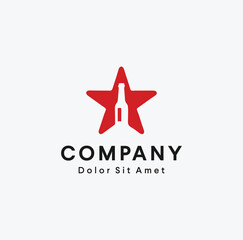 Bottle wine vineyard star logo alcohol Vector Design Illustration emblem badge