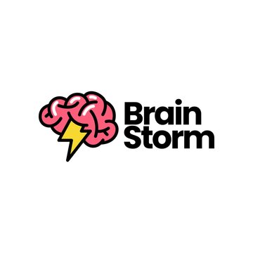 brain storm smart idea creative think logo vector icon illustration