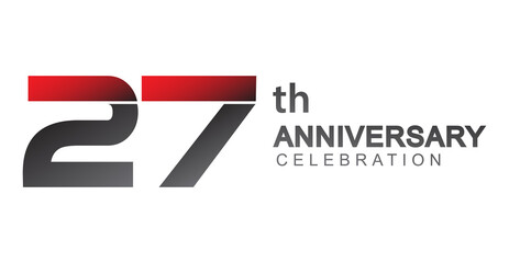 27th anniversary logo red and black design simple isolated on white background for anniversary celebration.