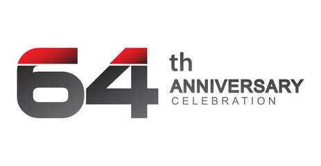 64th anniversary logo red and black design simple isolated on white background for anniversary celebration.