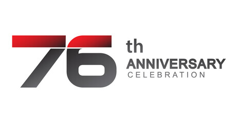 76th anniversary logo red and black design simple isolated on white background for anniversary celebration.