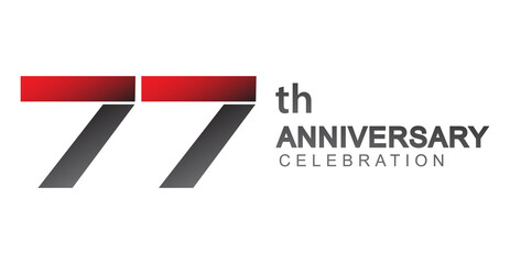 77th anniversary logo red and black design simple isolated on white background for anniversary celebration.